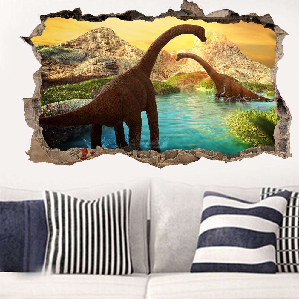 3d Dinosaur Vinyl Wall Sticker Animal World Jurassic Period Kids Baby Room Bedroom Mural Cartoon Poster Decor Home Decoration