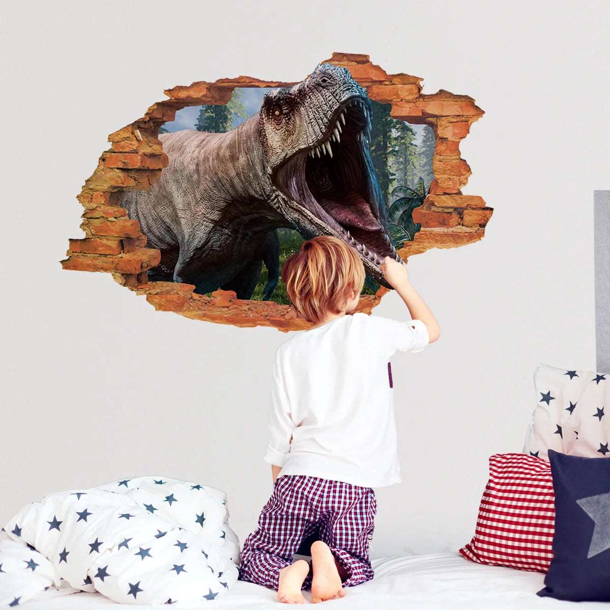 3d Dinosaur Vinyl Wall Sticker Animal World Jurassic Period Kids Baby Room Bedroom Mural Cartoon Poster Decor Home Decoration