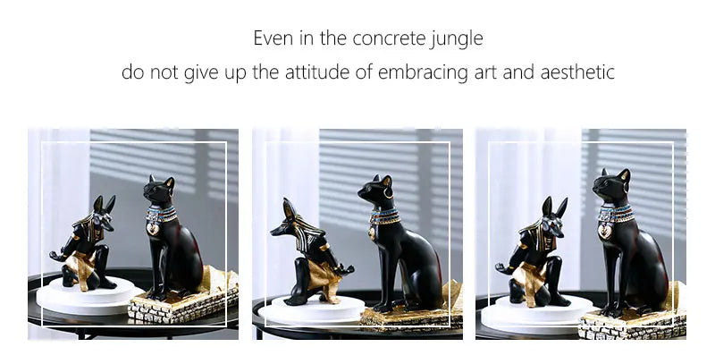 SAAKAR Resin Egyptian Anubis Dog Cat God Figurines Wine Rack Bottle Holder Storage Statue Home Living Room Desktop Decor Objects