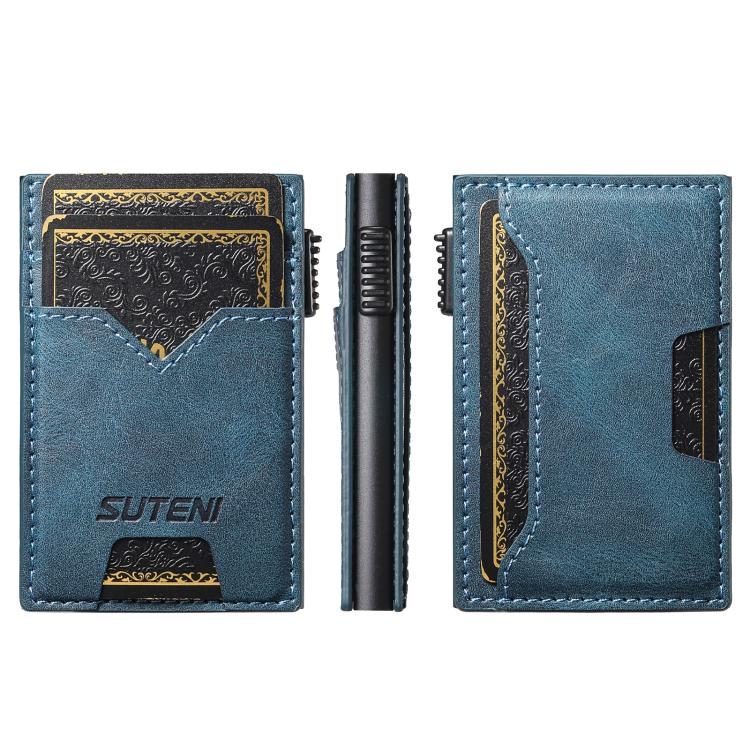 The Suteni denim double-sided card slot button automatically ejects the card box