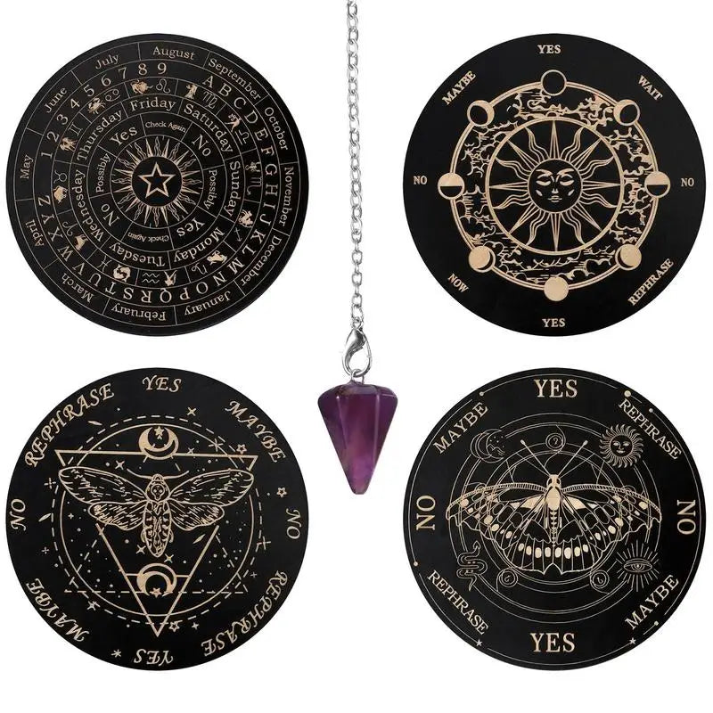 Divination Board Wooden Divination Dowsing Board Fortune Telling Toys Ouija Board Game Witch Crafts Supplies for Beginners