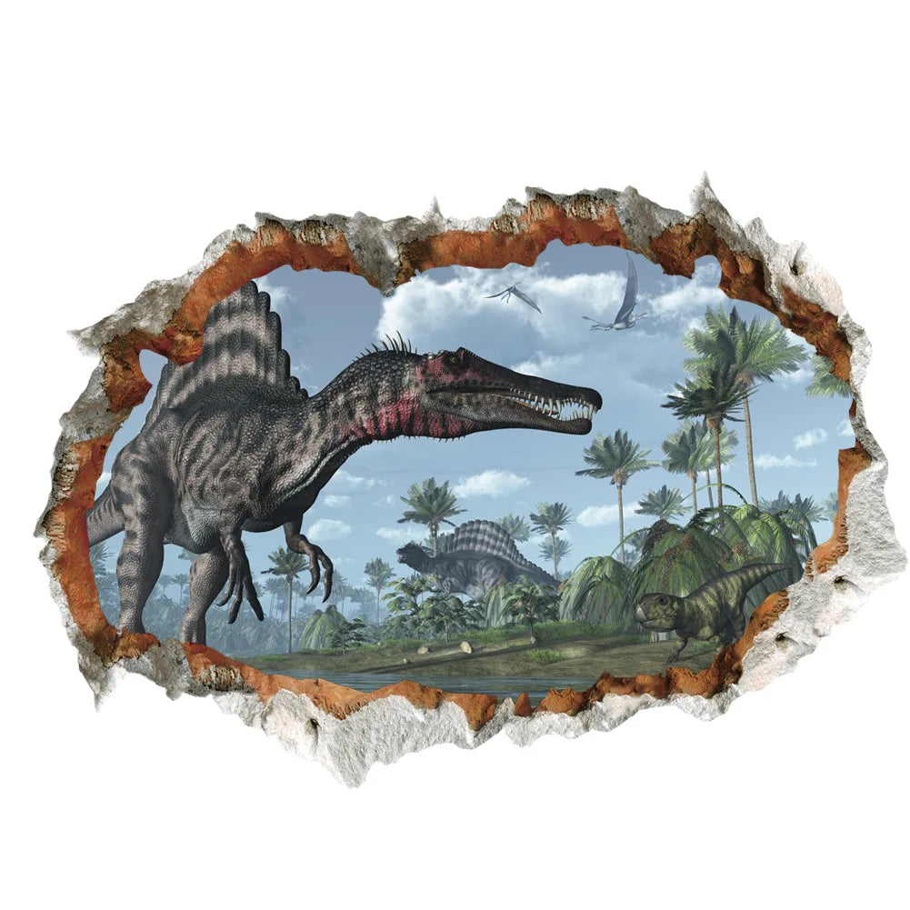 3d Dinosaur Vinyl Wall Sticker Animal World Jurassic Period Kids Baby Room Bedroom Mural Cartoon Poster Decor Home Decoration