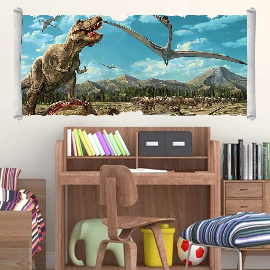 3d Dinosaur Vinyl Wall Sticker Animal World Jurassic Period Kids Baby Room Bedroom Mural Cartoon Poster Decor Home Decoration