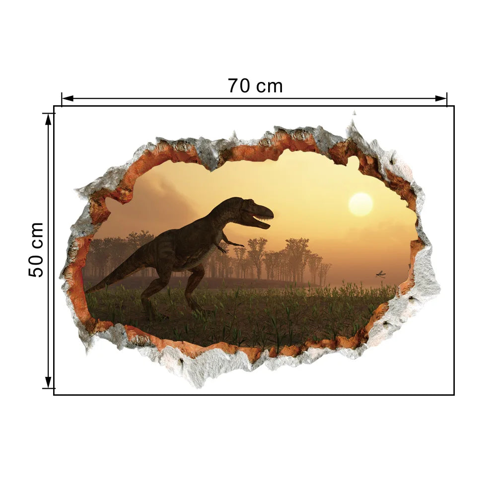 3d Dinosaur Vinyl Wall Sticker Animal World Jurassic Period Kids Baby Room Bedroom Mural Cartoon Poster Decor Home Decoration