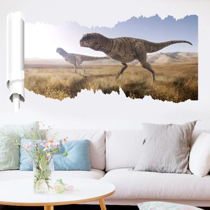 3d Dinosaur Vinyl Wall Sticker Animal World Jurassic Period Kids Baby Room Bedroom Mural Cartoon Poster Decor Home Decoration