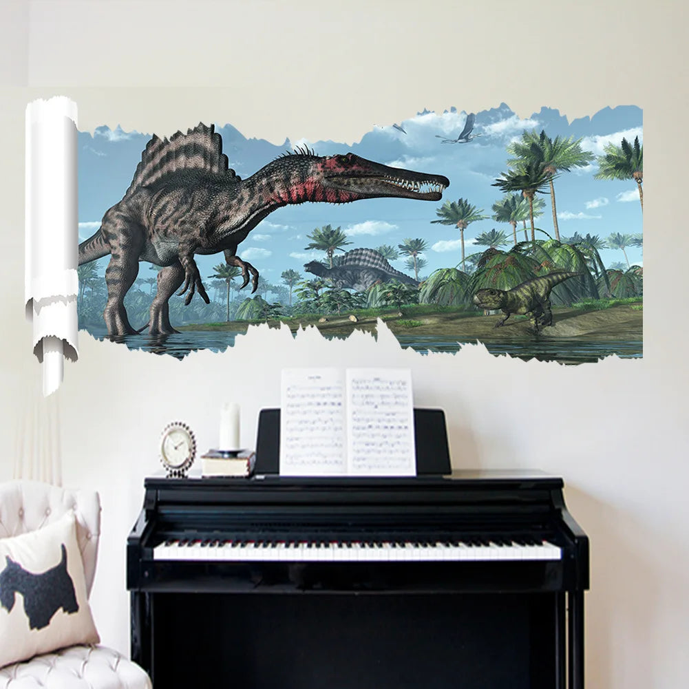 3d Dinosaur Vinyl Wall Sticker Animal World Jurassic Period Kids Baby Room Bedroom Mural Cartoon Poster Decor Home Decoration