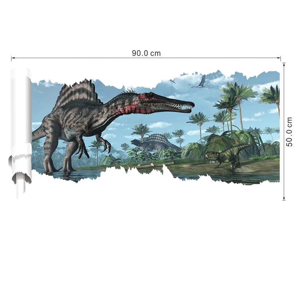 3d Dinosaur Vinyl Wall Sticker Animal World Jurassic Period Kids Baby Room Bedroom Mural Cartoon Poster Decor Home Decoration