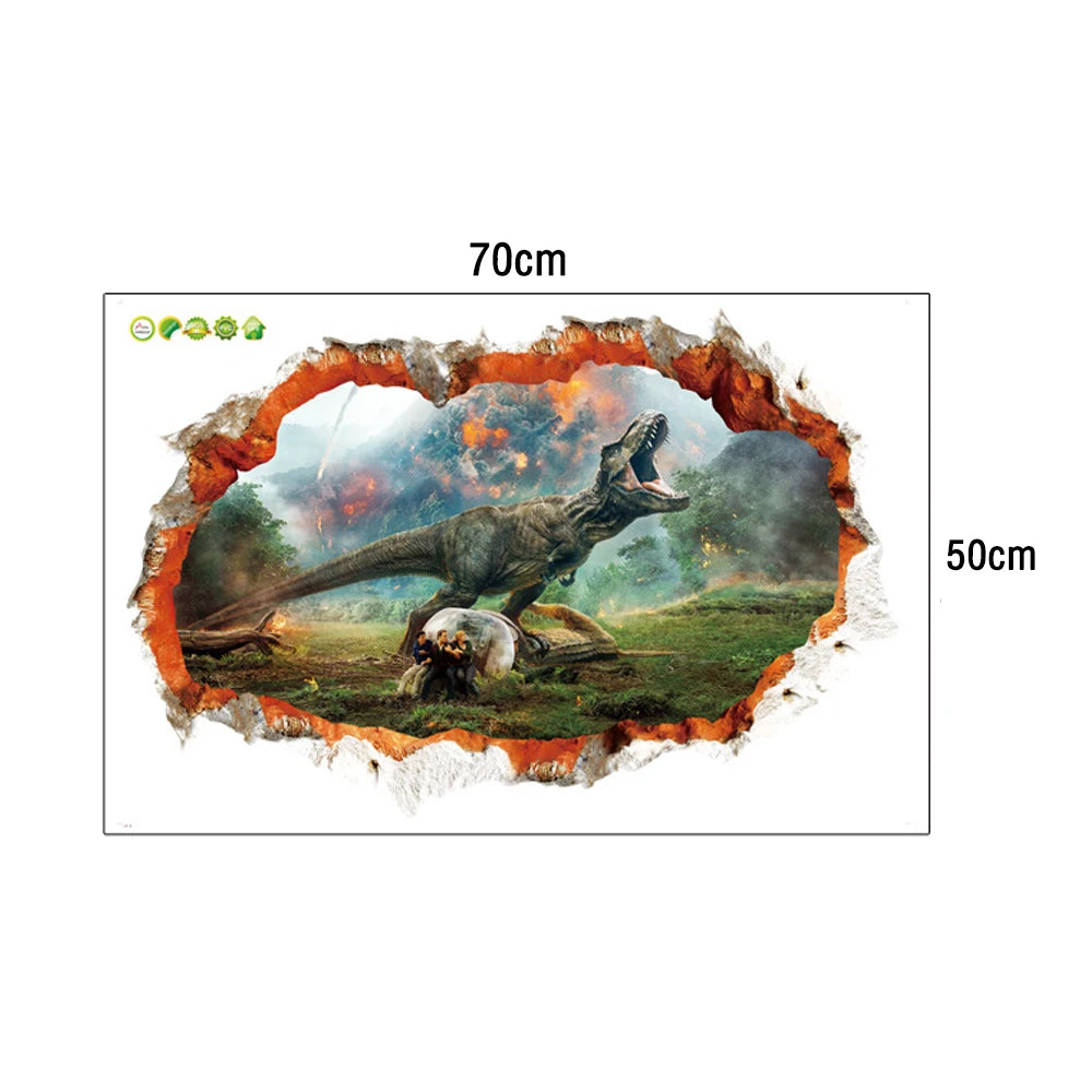 3d Dinosaur Vinyl Wall Sticker Animal World Jurassic Period Kids Baby Room Bedroom Mural Cartoon Poster Decor Home Decoration