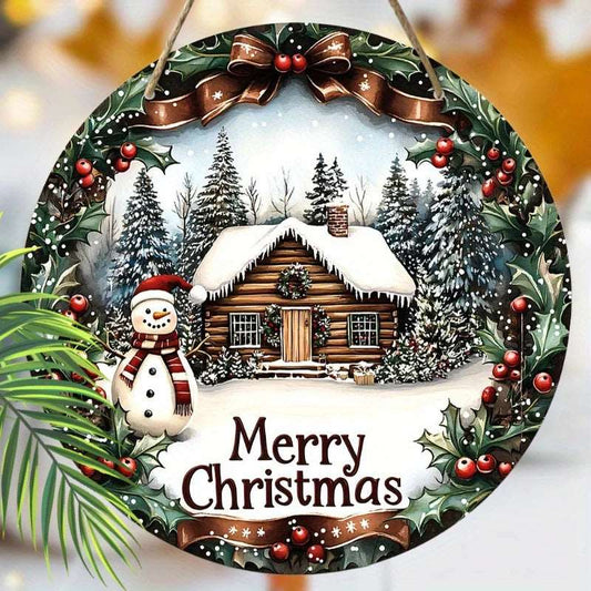 Snowy Jungle Snowflake Snowman Wreath – Retro Decor