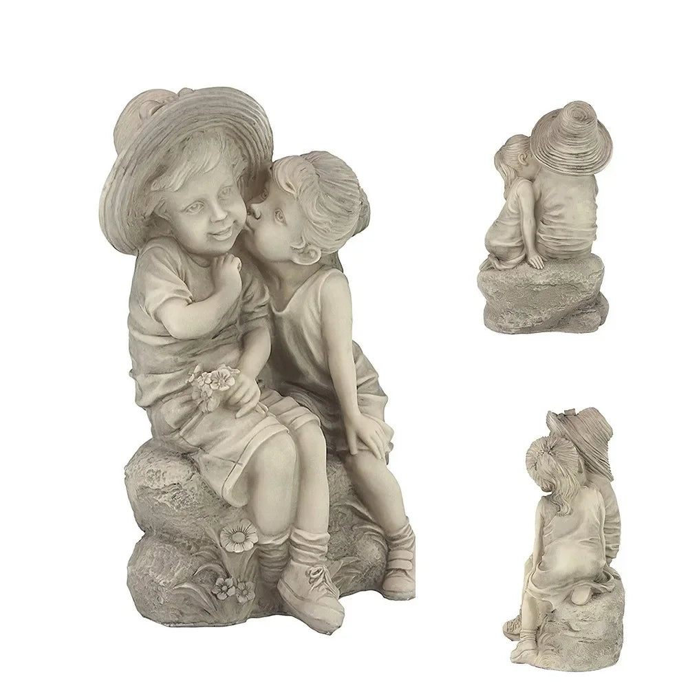 Sitting Fairy Statue Resin Garden Ornament Porch Sculpture Yard Craft Landscaping for Home Garden Decoration