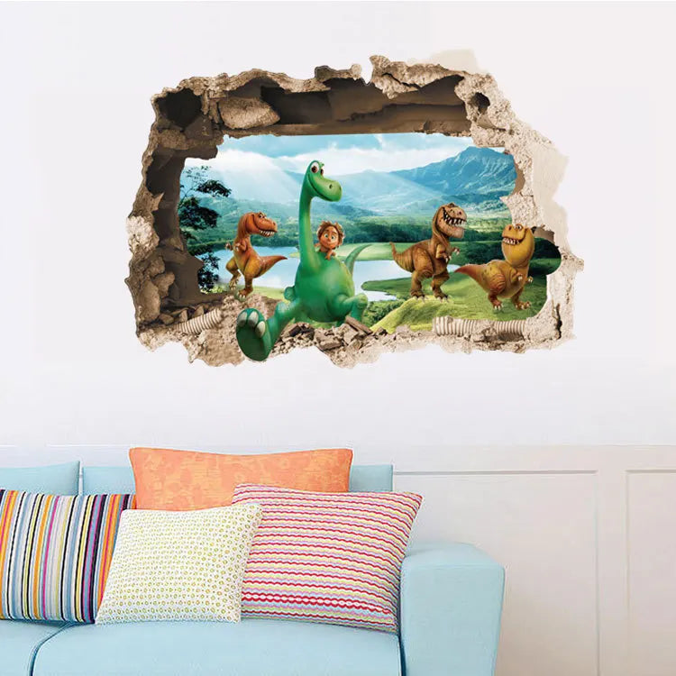 3d Dinosaur Vinyl Wall Sticker Animal World Jurassic Period Kids Baby Room Bedroom Mural Cartoon Poster Decor Home Decoration