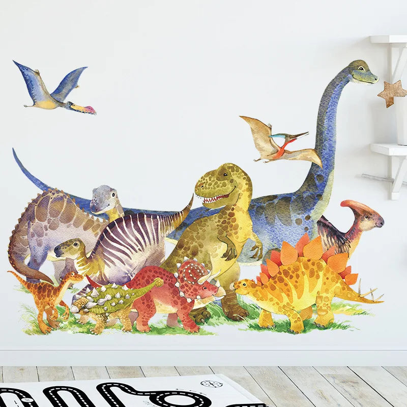 3d Dinosaur Vinyl Wall Sticker Animal World Jurassic Period Kids Baby Room Bedroom Mural Cartoon Poster Decor Home Decoration