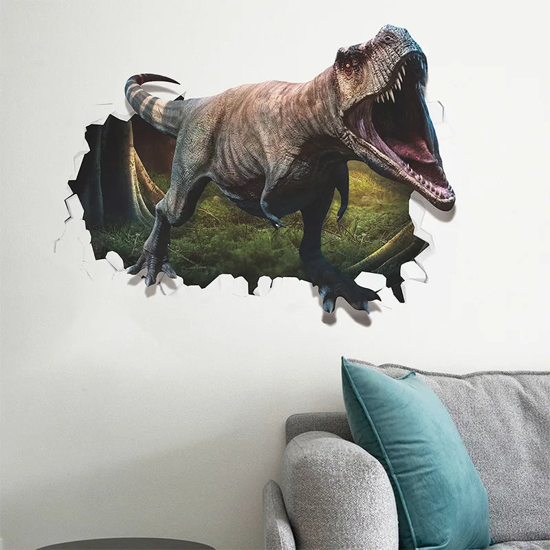 3d Dinosaur Vinyl Wall Sticker Animal World Jurassic Period Kids Baby Room Bedroom Mural Cartoon Poster Decor Home Decoration