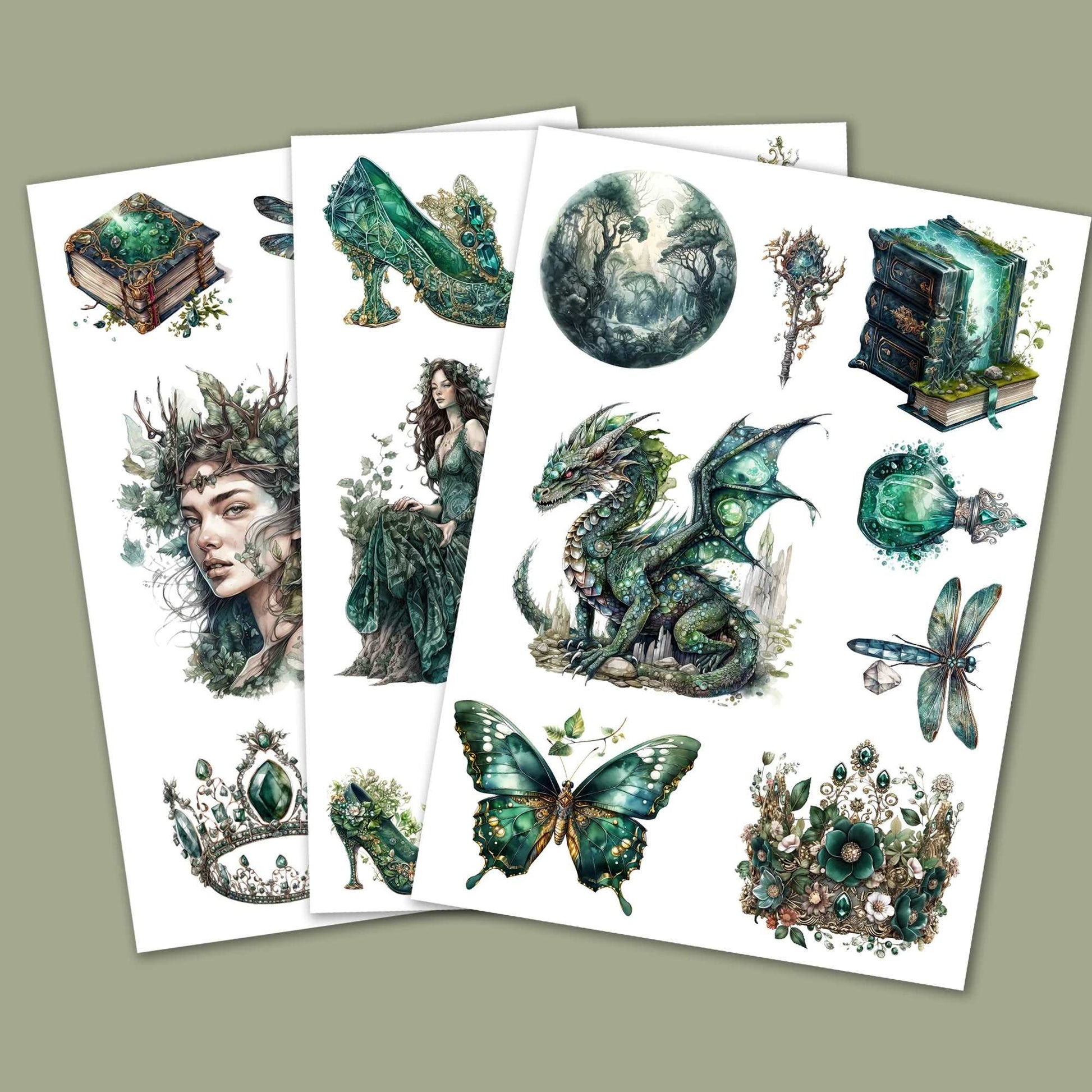 72 Vintage Emerald City Stickers – DIY Crafts & Scrapbooking