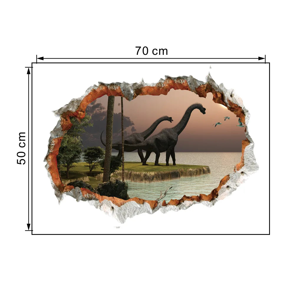 3d Dinosaur Vinyl Wall Sticker Animal World Jurassic Period Kids Baby Room Bedroom Mural Cartoon Poster Decor Home Decoration