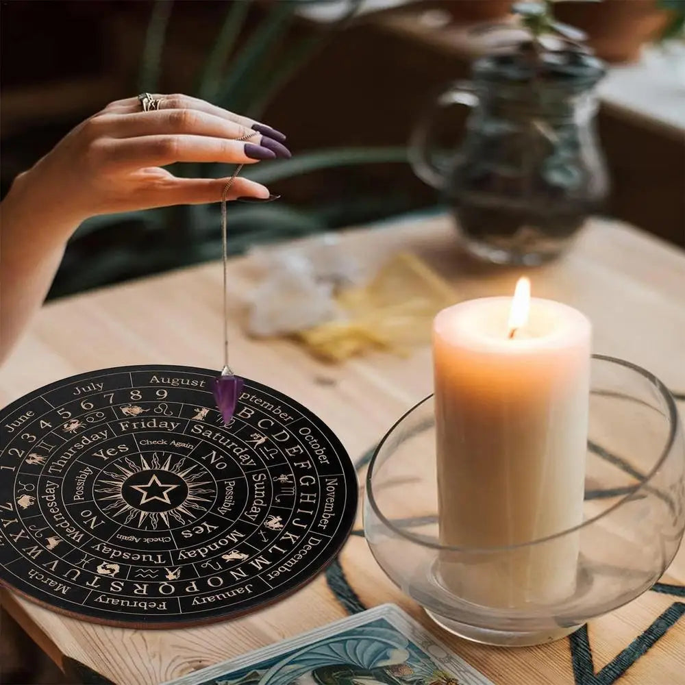 15cm Divination Board Wooden Star Pendulum Mat Communication Board Fortune Telling Toys Ouija Board Game Witch Crafts Supplies