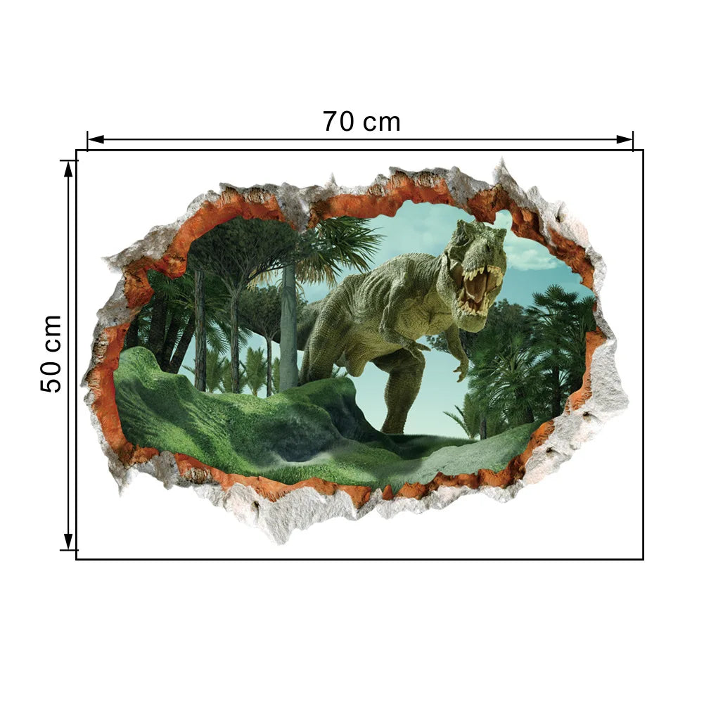 3d Dinosaur Vinyl Wall Sticker Animal World Jurassic Period Kids Baby Room Bedroom Mural Cartoon Poster Decor Home Decoration