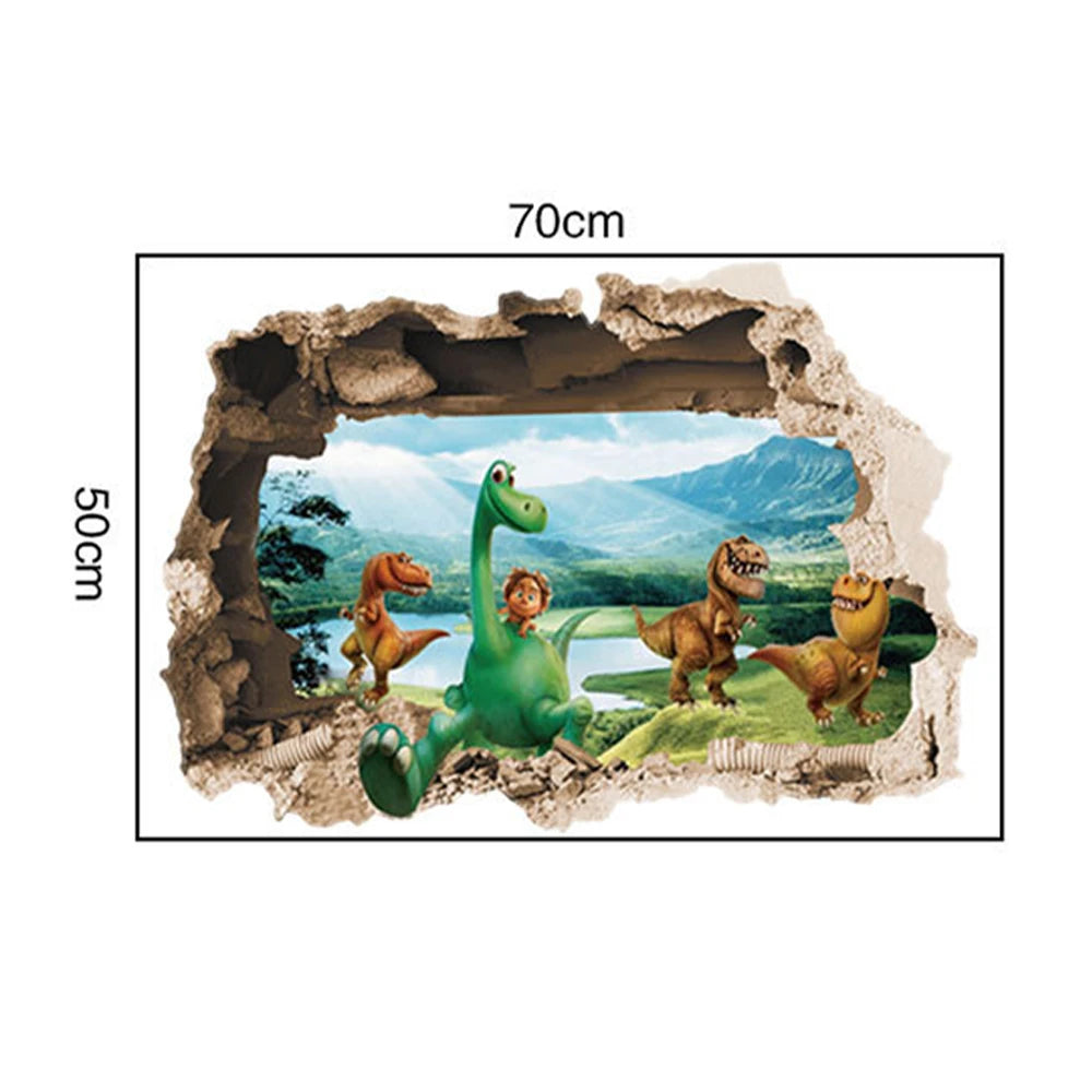 3d Dinosaur Vinyl Wall Sticker Animal World Jurassic Period Kids Baby Room Bedroom Mural Cartoon Poster Decor Home Decoration