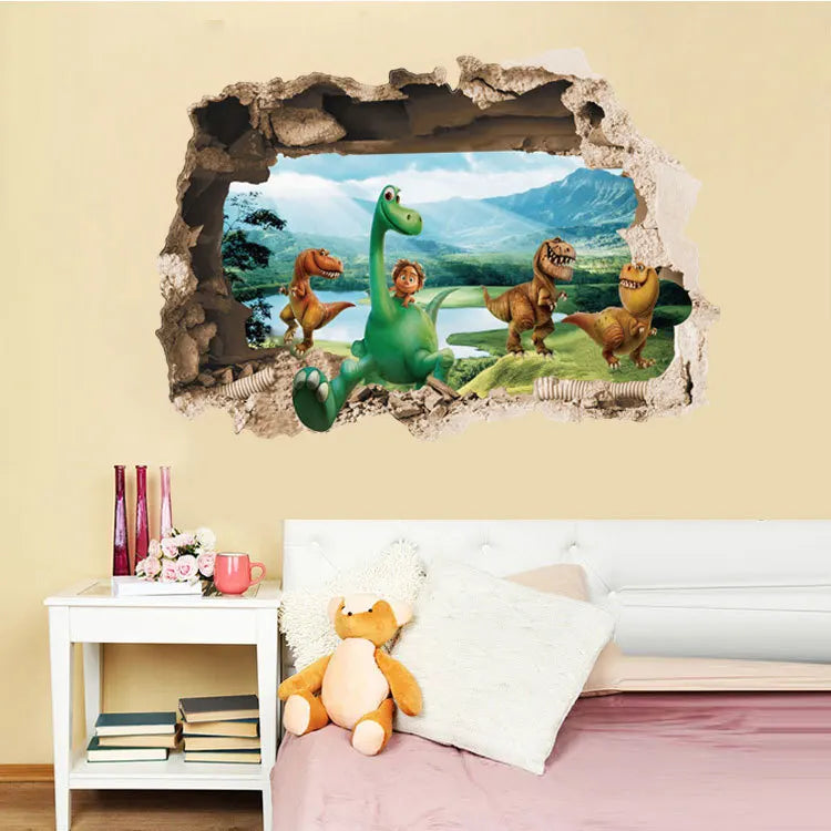 3d Dinosaur Vinyl Wall Sticker Animal World Jurassic Period Kids Baby Room Bedroom Mural Cartoon Poster Decor Home Decoration