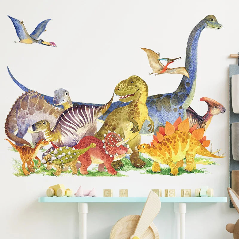 3d Dinosaur Vinyl Wall Sticker Animal World Jurassic Period Kids Baby Room Bedroom Mural Cartoon Poster Decor Home Decoration