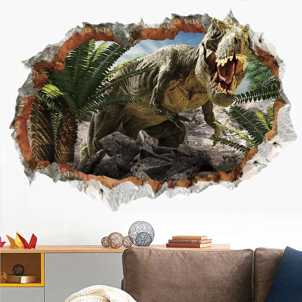 3d Dinosaur Vinyl Wall Sticker Animal World Jurassic Period Kids Baby Room Bedroom Mural Cartoon Poster Decor Home Decoration