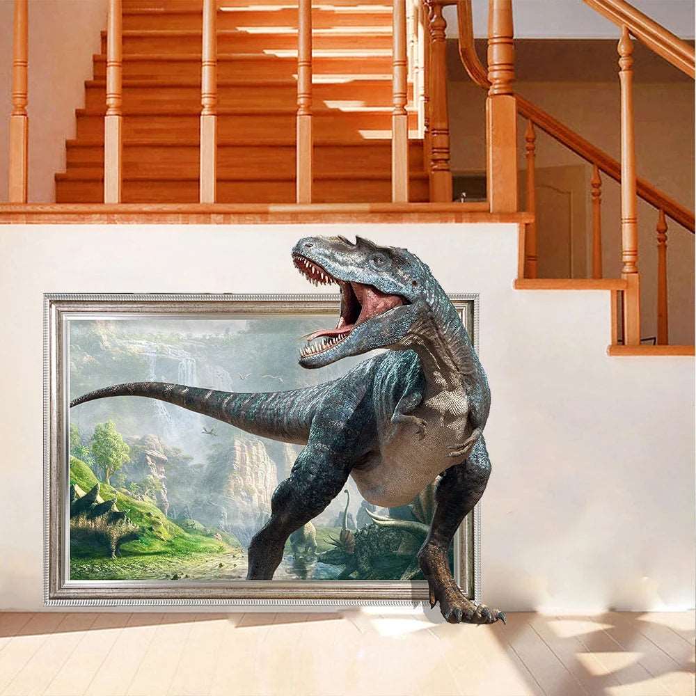 3d Dinosaur Vinyl Wall Sticker Animal World Jurassic Period Kids Baby Room Bedroom Mural Cartoon Poster Decor Home Decoration