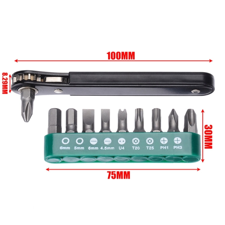 10 in1 Multifunction Mini Right Angle Offset Hand Ratchet Screwdriver Ratchet Tool