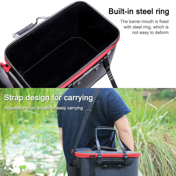 Thickened Multifunctional Folding Live Fish Box Fishing Bucket, 35 cm (with Handle without Side Pockets)