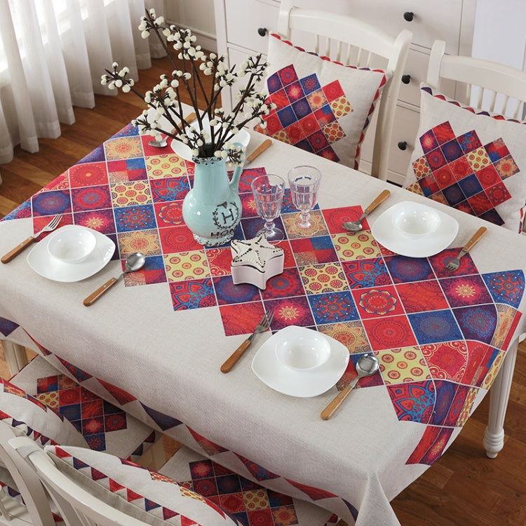 Retro Pattern Linen Table Cloth For Dinner Home Decor Dustproof Table Cover, 110x160cm, 130x180cm
