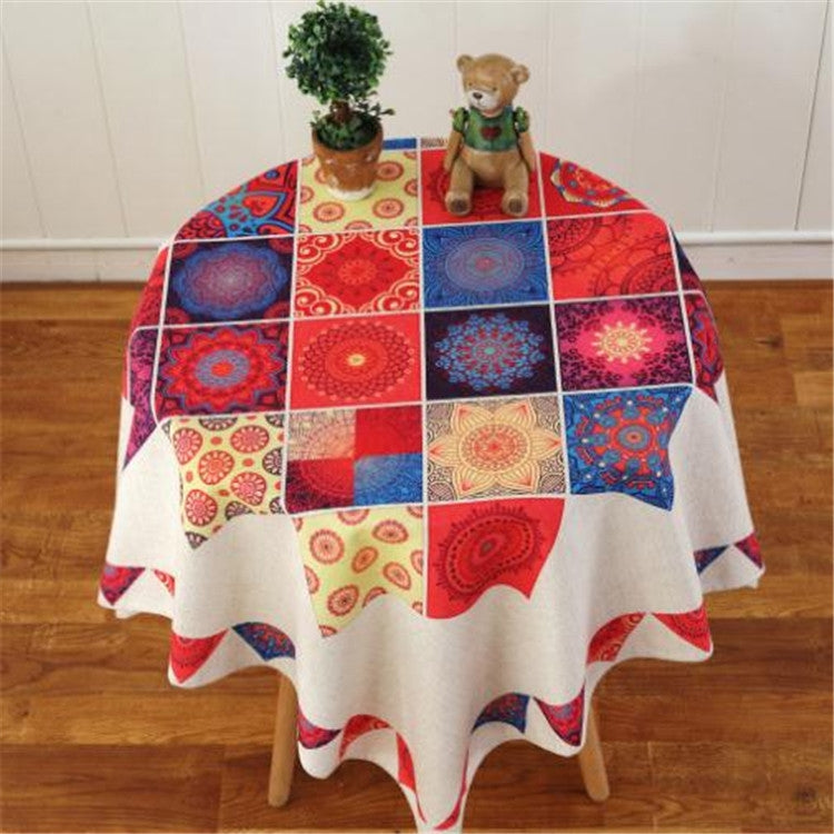 Retro Pattern Linen Table Cloth For Dinner Home Decor Dustproof Table Cover, 110x160cm, 130x180cm