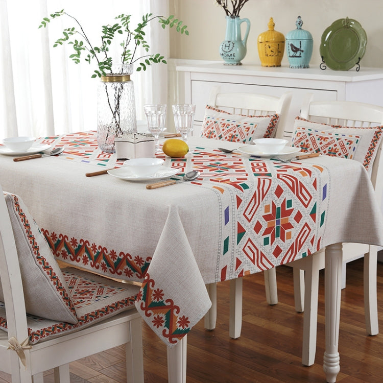 Retro Pattern Linen Table Cloth For Dinner Home Decor Dustproof Table Cover, 110x160cm, 130x180cm
