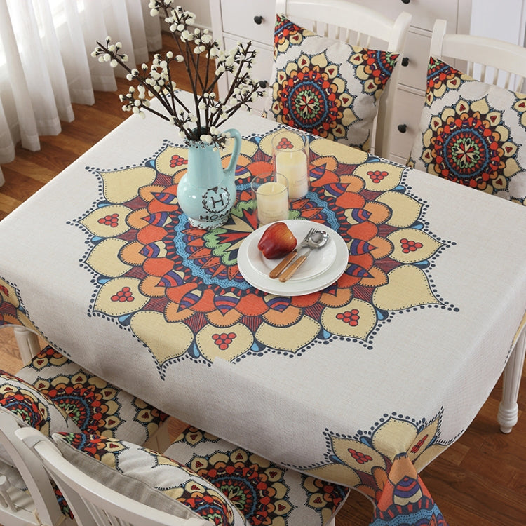 Retro Pattern Linen Table Cloth For Dinner Home Decor Dustproof Table Cover, 110x160cm, 130x180cm