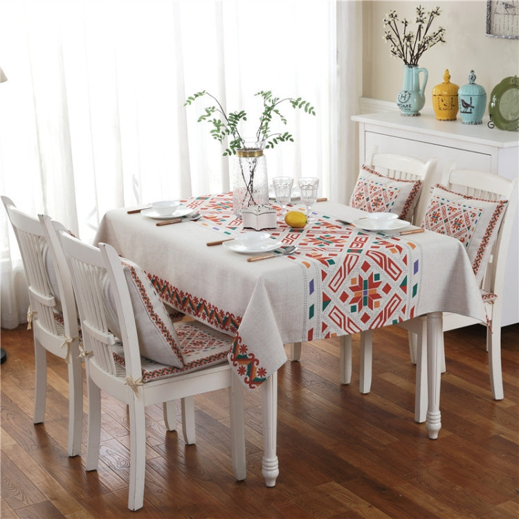Retro Pattern Linen Table Cloth For Dinner Home Decor Dustproof Table Cover, 110x160cm, 130x180cm