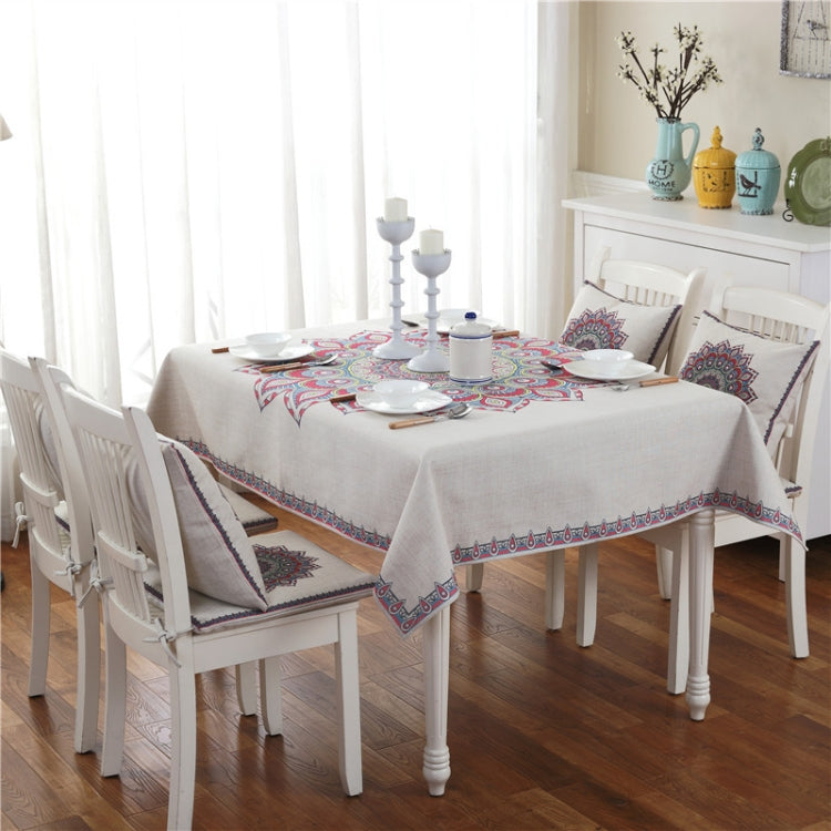 Retro Pattern Linen Table Cloth For Dinner Home Decor Dustproof Table Cover, 110x160cm, 130x180cm