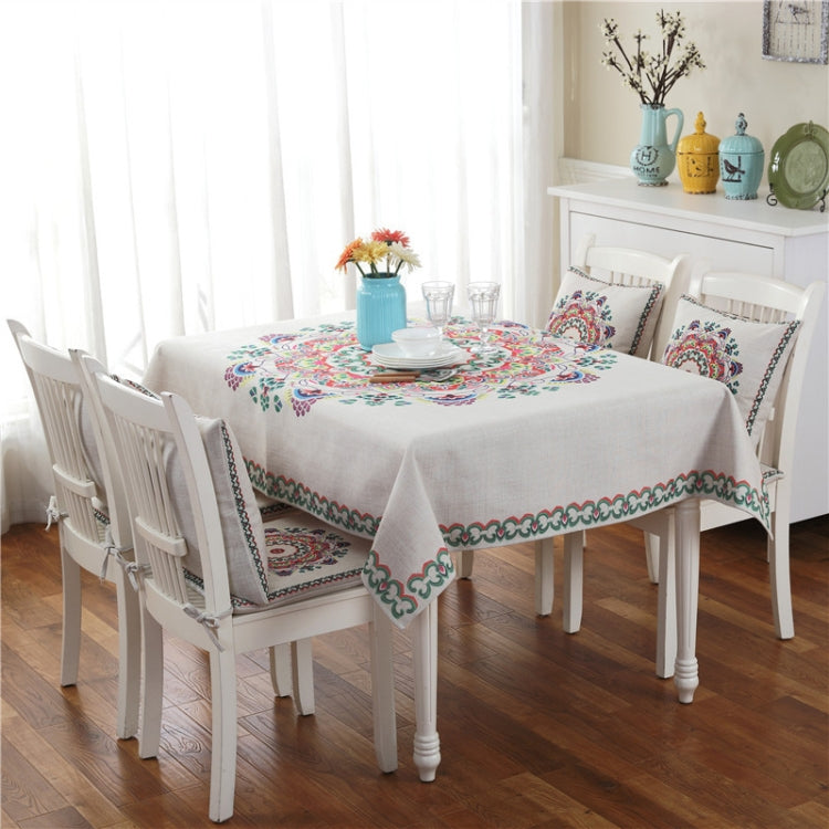 Retro Pattern Linen Table Cloth For Dinner Home Decor Dustproof Table Cover, 110x160cm, 130x180cm