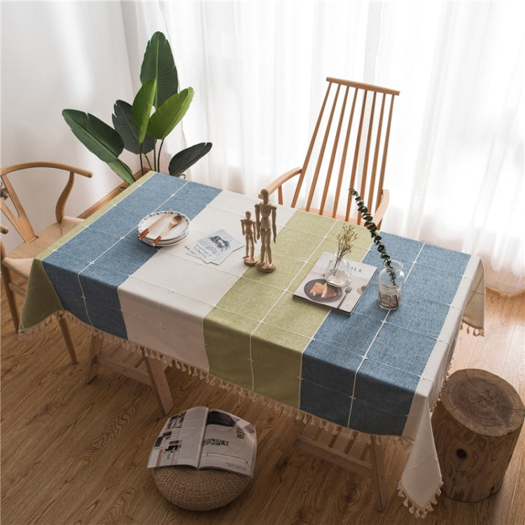 Rectangle Cotton Linen Tassels Dining Tablecloth Wedding Party Kitchen Home Decoration Table Cover, 140x300cm