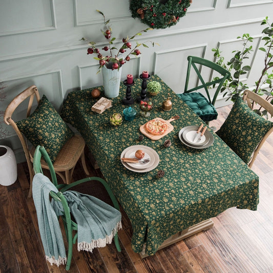 Linen Cotton Christmas Party Tablecloth Rectangle Bronzing Dinning Table Cover, 100x140cm, 140x140cm, 140x160cm, 140x180cm, 140x200cm, 140x220cm, 140x240cm, 140x260cm