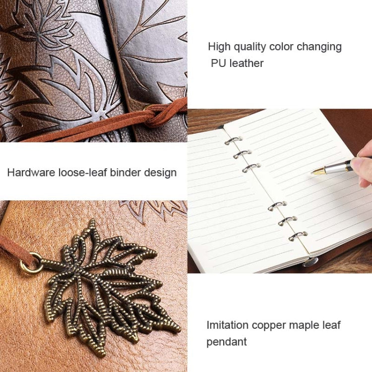 PU Maple Retro Straps Handbook Loose-leaf Notebook, A5
