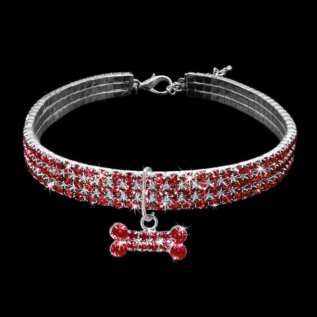 Bling Rhinestone Dog Collar Crystal Puppy Chihuahua Pet Dog Collars Leash For Small Dogs Mascotas Accessories, L, M, S