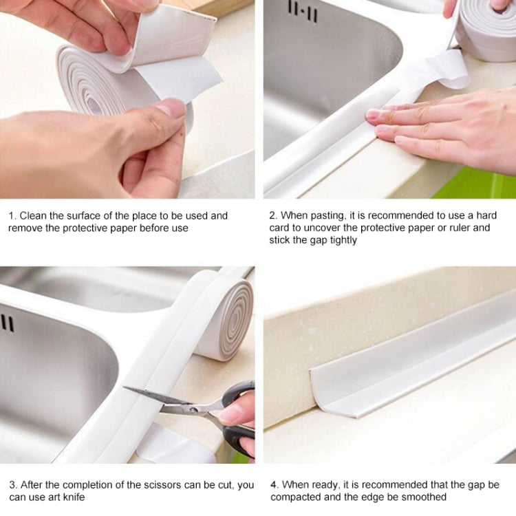 Durable PVC Material Waterproof Mold Proof Adhesive Tape  Kitchen Bathroom Wall Sealing Tape, 3.8cm x 3.2m, 2.2cm x 3.2m