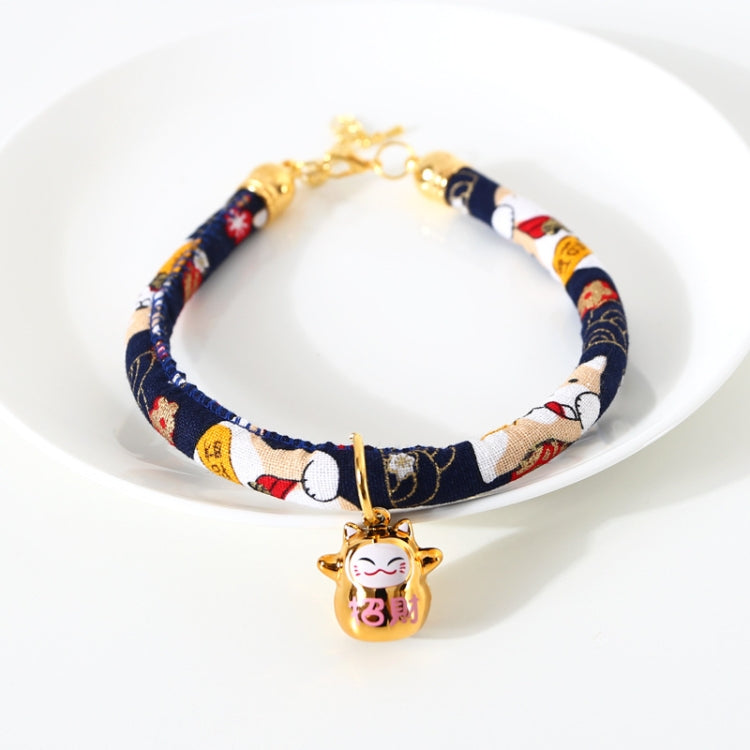Lucky Cat Copper Bell Adjustable Pet Cat Dog Collar Necklace, S 20-25cm, M 25-30cm