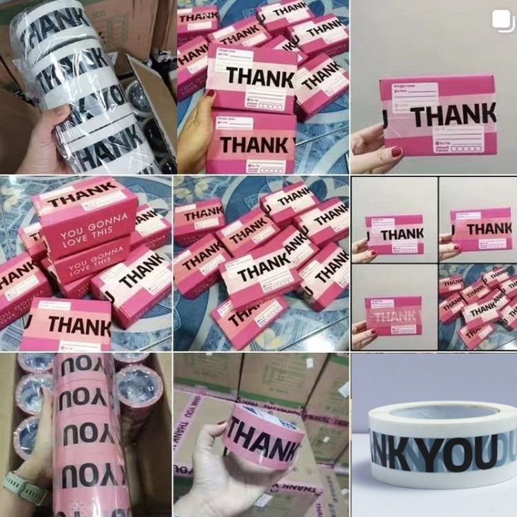 Packed Express Thank You Sealing Tape, White Bottom Black Word, Pink Bottom Black Word, Pink Bottom White Word