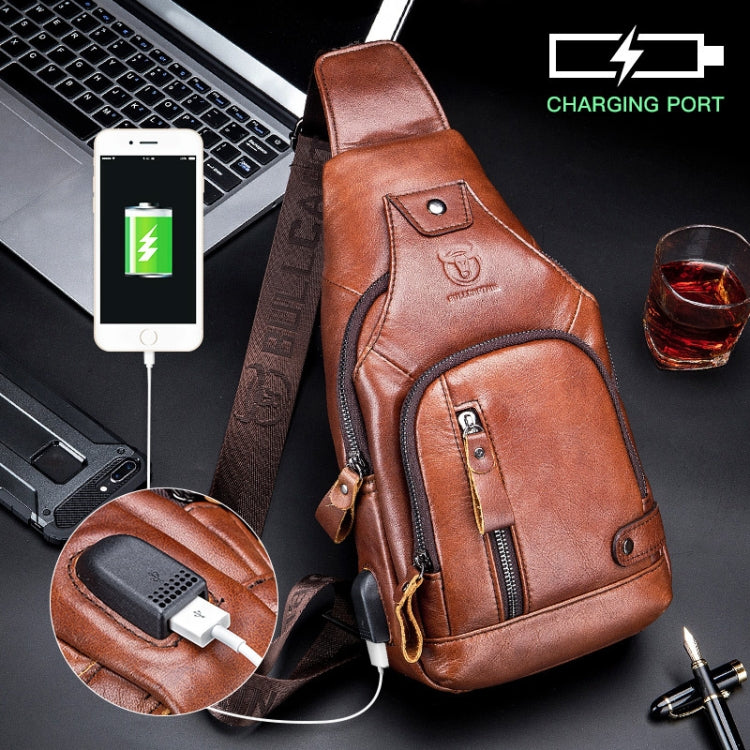 BUFF CAPTAIN 129 First-Layer Cowhide Men Soft Chest Bag Outdoor Casual Large Capacity Messenger Bag