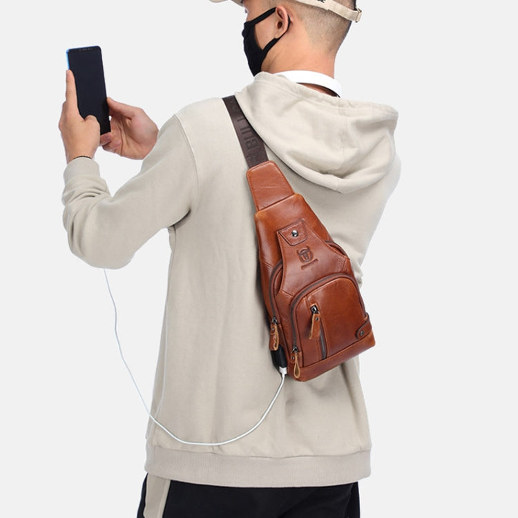 BUFF CAPTAIN 129 First-Layer Cowhide Men Soft Chest Bag Outdoor Casual Large Capacity Messenger Bag