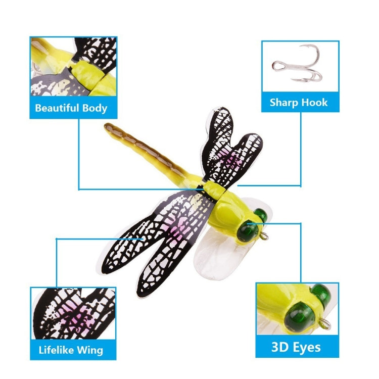 QT01 7cm / 6g Flying Fishing Bait Long Hook Bionic Dragonfly Bait, A (Yellow), B (Purple), C (Black), D (Orange), E (Red), F (Blue)