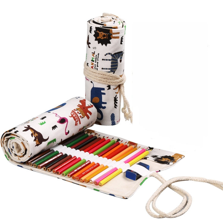 Handmade Canvas Pen Curtain Large-Capacity Pencil Case For Boys And Girls Color Pencil Sketch Stationery Box, 12 Holes, 24 Holes, 2 PCS 36 Holes