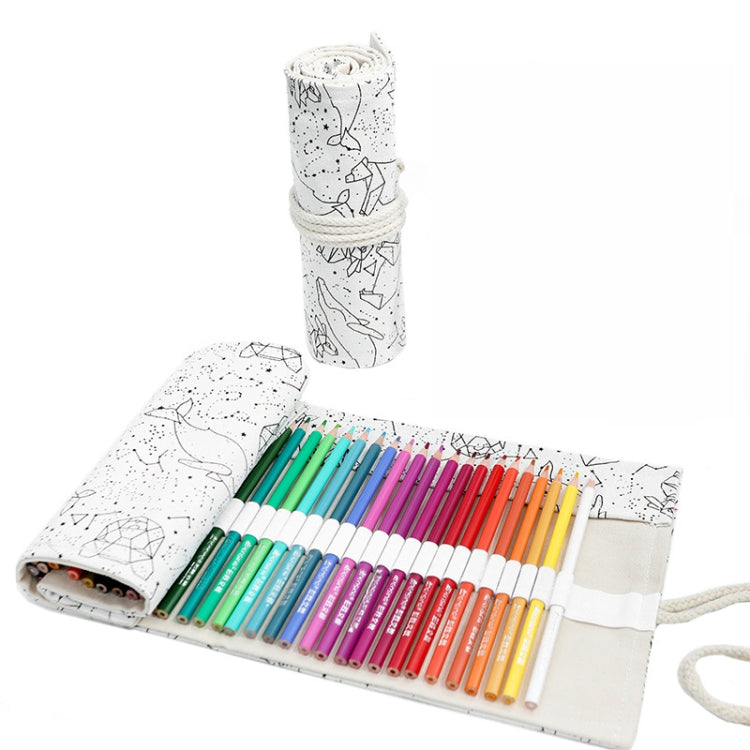 Handmade Canvas Pen Curtain Large-Capacity Pencil Case For Boys And Girls Color Pencil Sketch Stationery Box, 12 Holes, 24 Holes