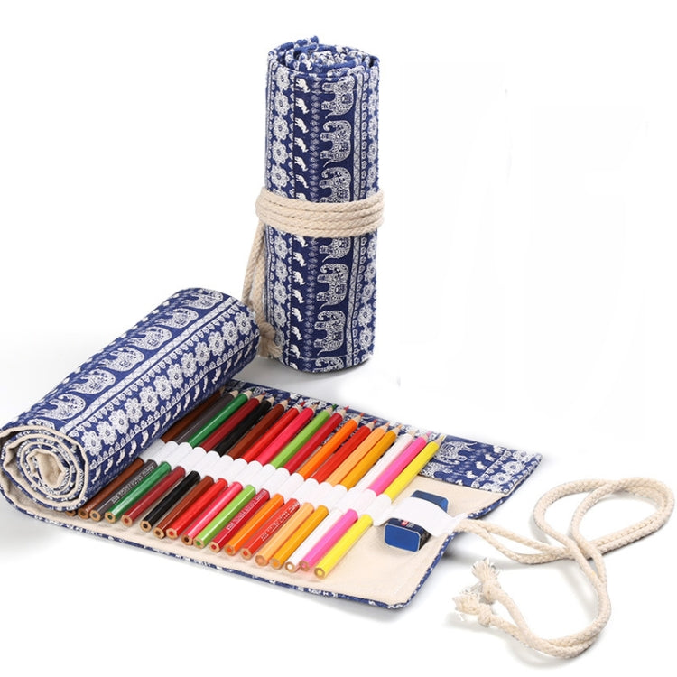 Handmade Canvas Pen Curtain Large-Capacity Pencil Case For Boys And Girls Color Pencil Sketch Stationery Box, 12 Holes, 24 Holes