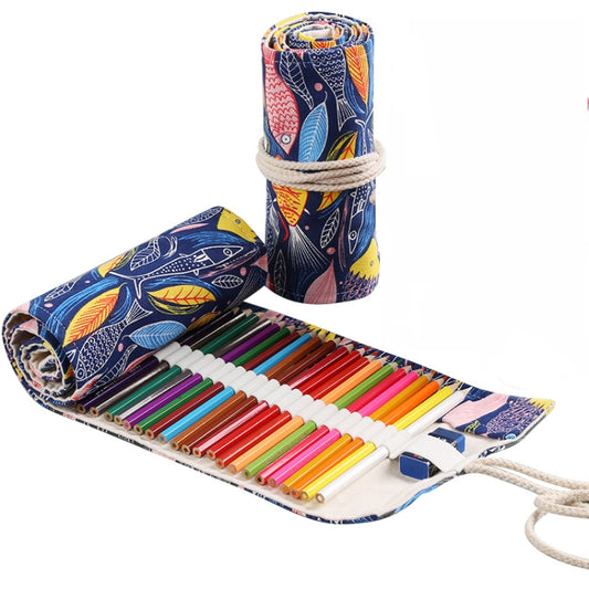 Handmade Canvas Pen Curtain Large-Capacity Pencil Case For Boys And Girls Color Pencil Sketch Stationery Box, 36 Holes, 2 PCS 36 Holes, 48 Holes