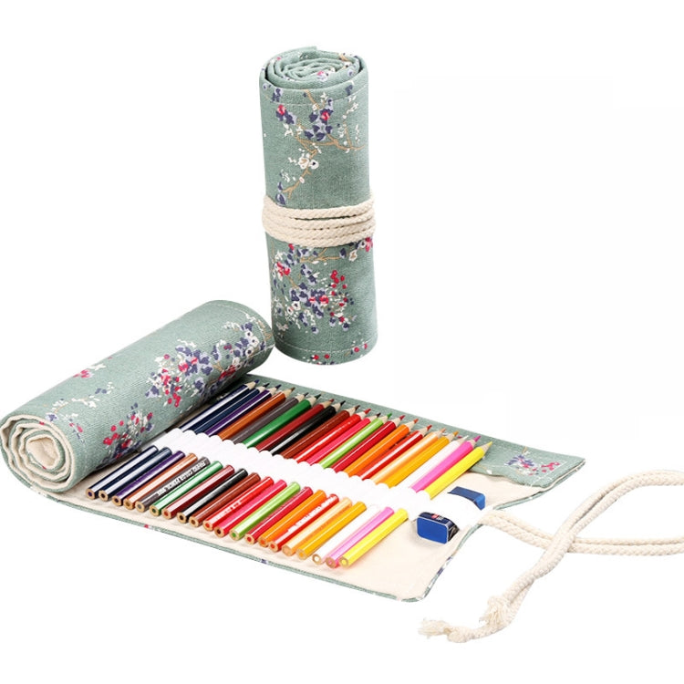 Handmade Canvas Pen Curtain Large-Capacity Pencil Case For Boys And Girls Color Pencil Sketch Stationery Box, 36 Holes, 48 Holes